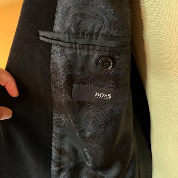 EUC Men's Boss Hugo Boss Maselli X Black Velvet Sports Coat Blazer Jacket 44L - Picture 5 of 8